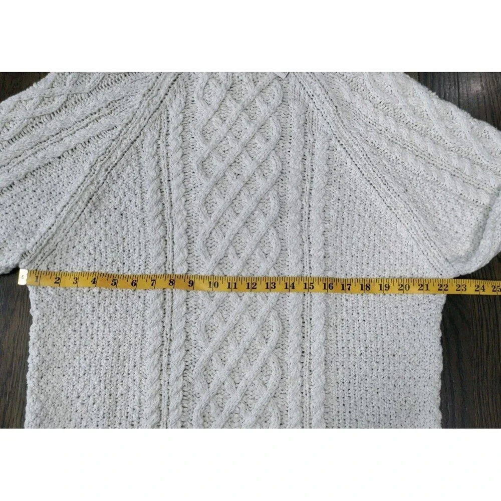 Free People Cable Knit Sweater XS Cream Fishermen Chunky Crew Neck Oversized NWT